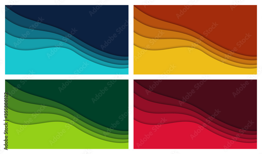 Obraz premium Set of 3D abstract background and paper cut shapes, vector illustration