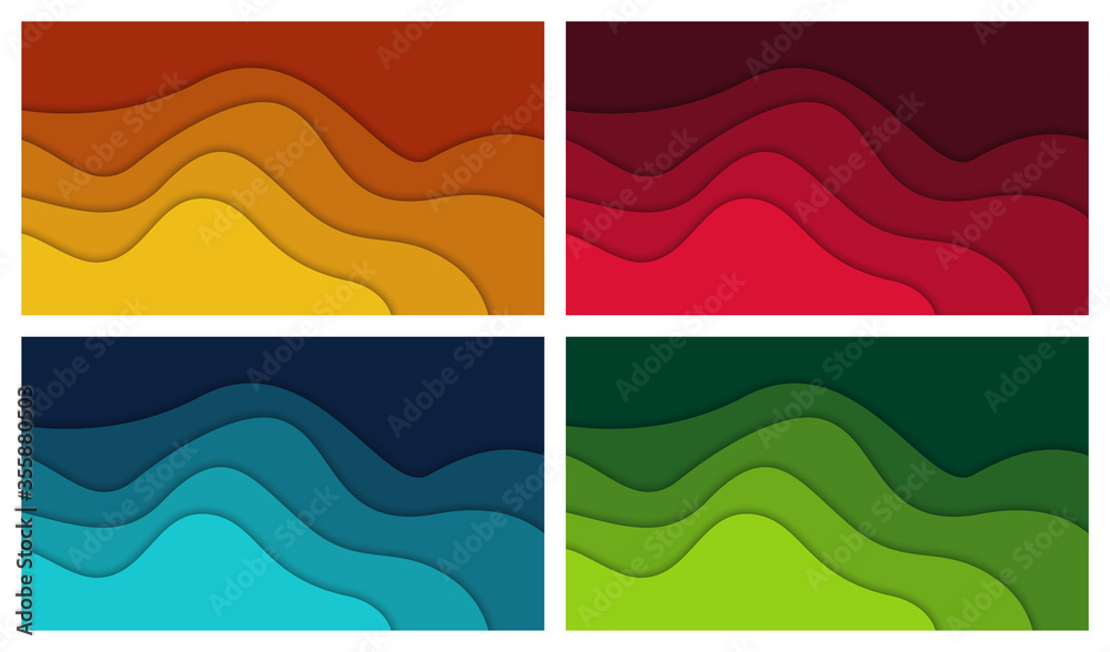 Obraz premium Set of 3D abstract background and paper cut shapes, vector illustration