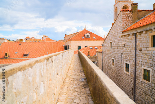 Walkway on the wall for tourist in old town Dubrovnik