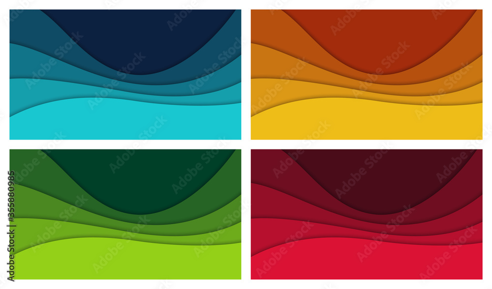 Obraz premium Set of 3D abstract background and paper cut shapes, vector illustration