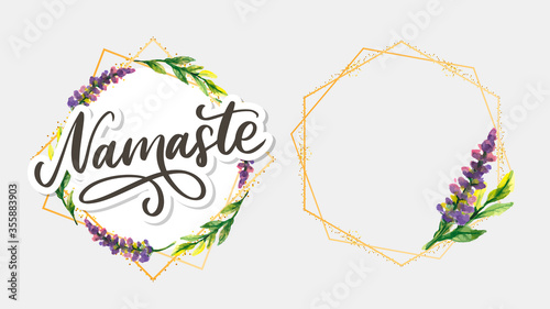 Hand drawn namaste card. Hello in hindi. Ink illustration. Hand drawn lettering background. Isolated on white background. Positive quote. Modern brush calligraphy.