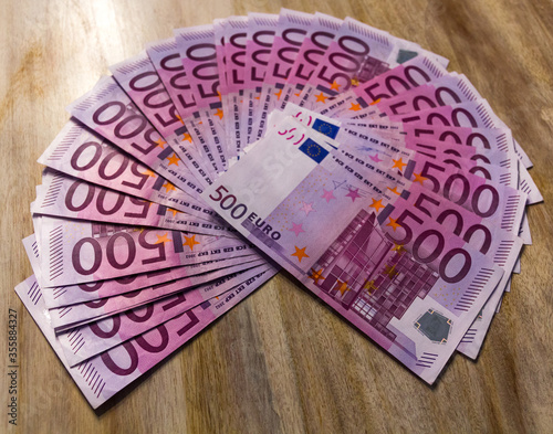 A pile of 500 (fivehundred) Euro banknotes photo