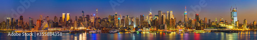 Panoramic view on Manhattan at night, New York, USA © sborisov