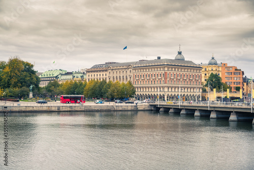 Embankment in the central part of Stockholm, Sweden. photo