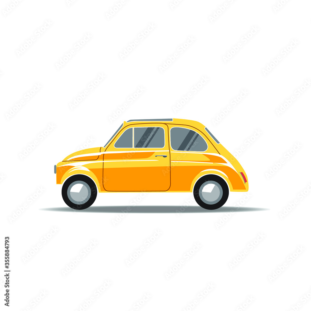Yellow car isolated on white vector illustration