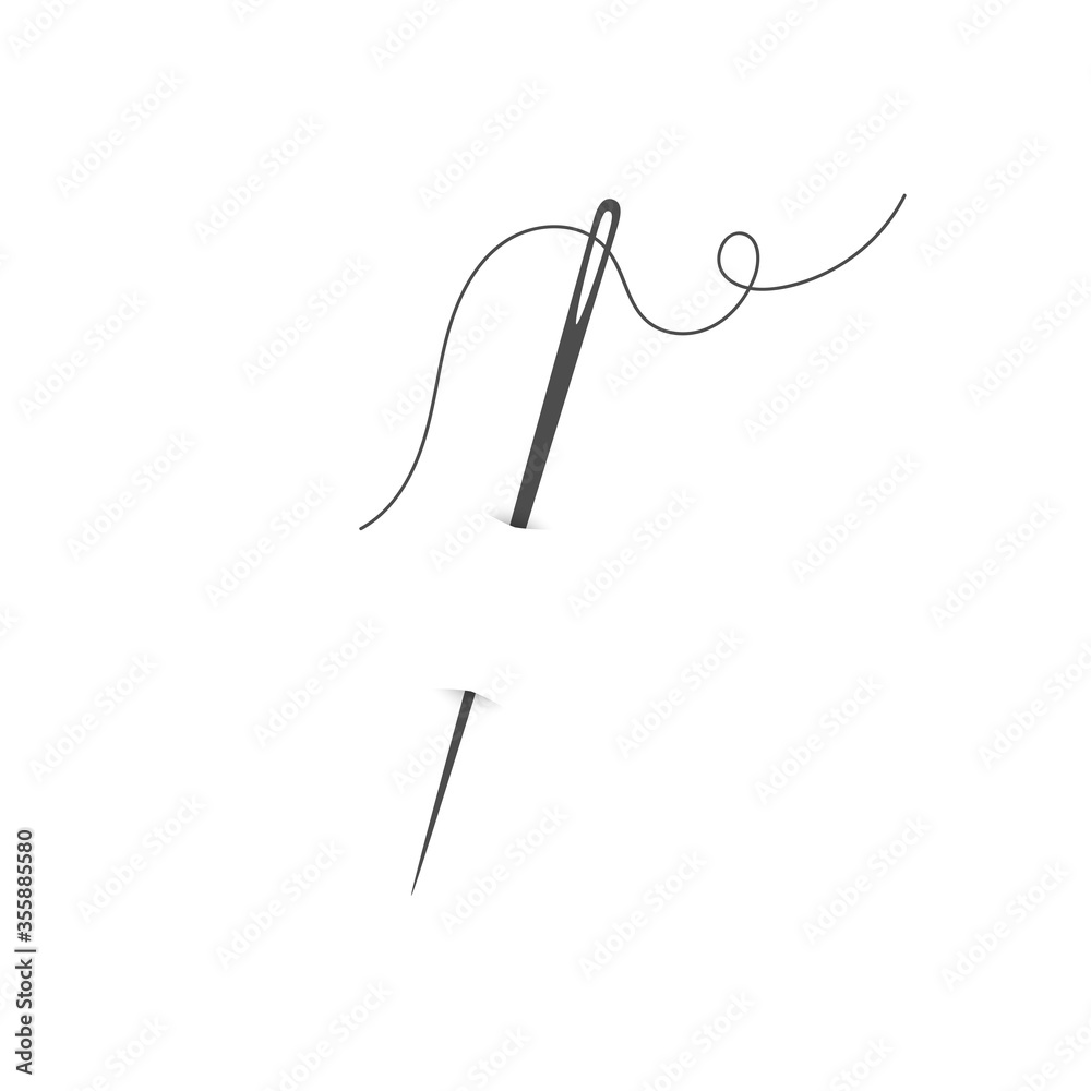 Needle and thread silhouette icon vector illustration. Tailor logo with ...