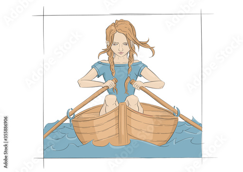 girl rowing a boat