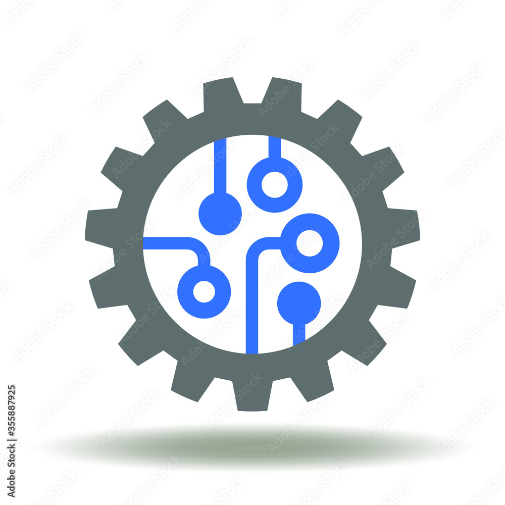 Automation Icon Vector. Gear Circuit Sign. Cogwheel Microchip Symbol. Industry Innovation Technology Logo. Automation Icon Vector. Gear Circuit Sign. Cogwheel Microchip Symbol. Industry Innovation Technology Logo.