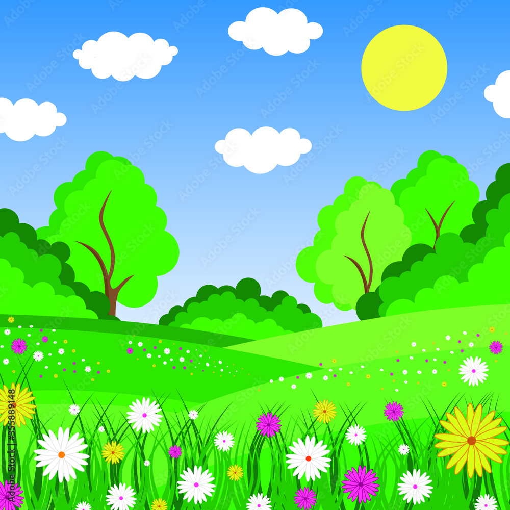 Spring and summer season background vector illustration.