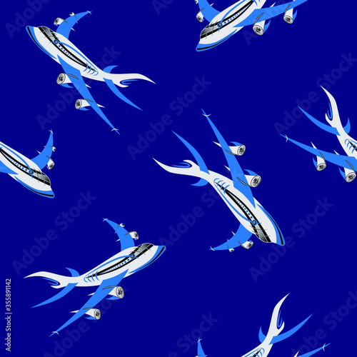 Airplane seamless pattern. Sport concept. Vector aircraft illustration	
