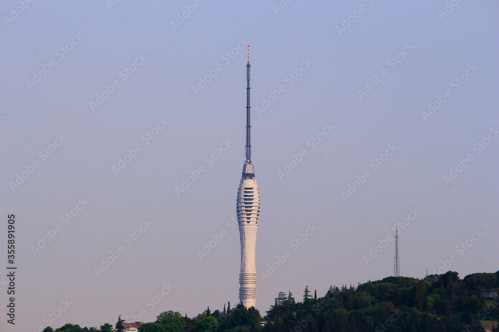 Obraz premium Istanbul, Turkey - June 06,2020: Kucuk Camlica TV Radio Tower in Istanbul