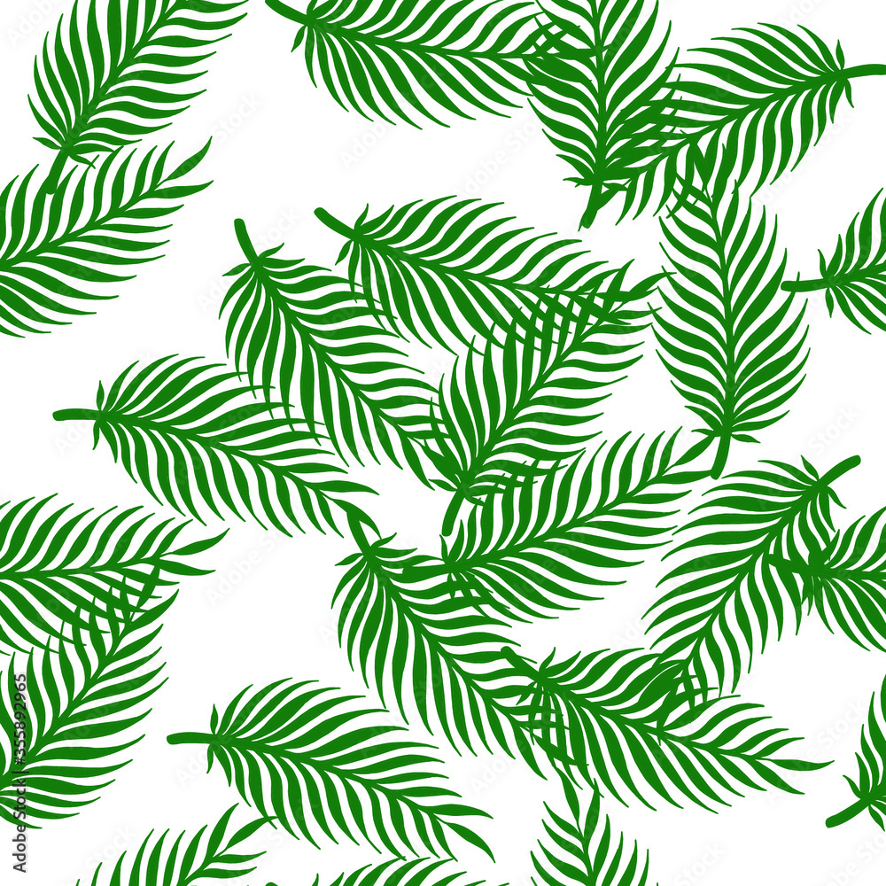 Tropical palm leaves. Vector illustration. Seamless pattern.
