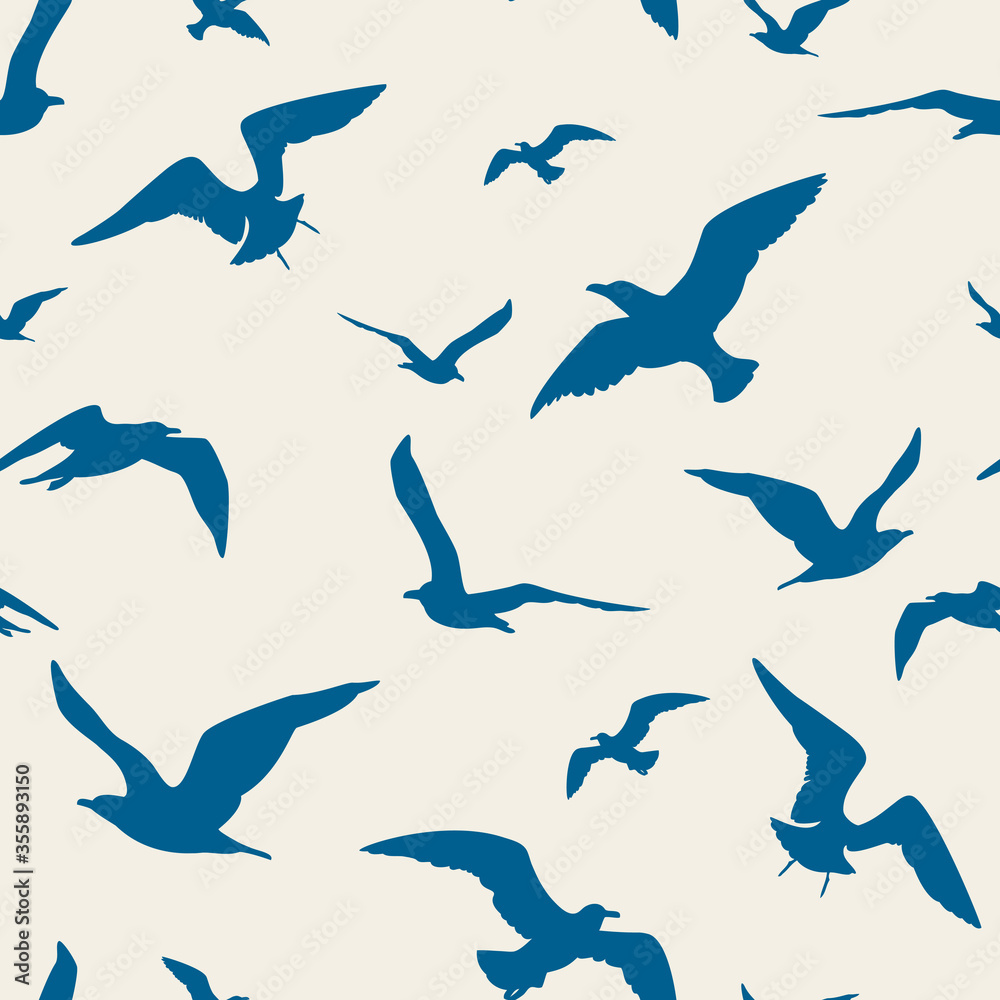 Fototapeta premium Seagulls seamless pattern