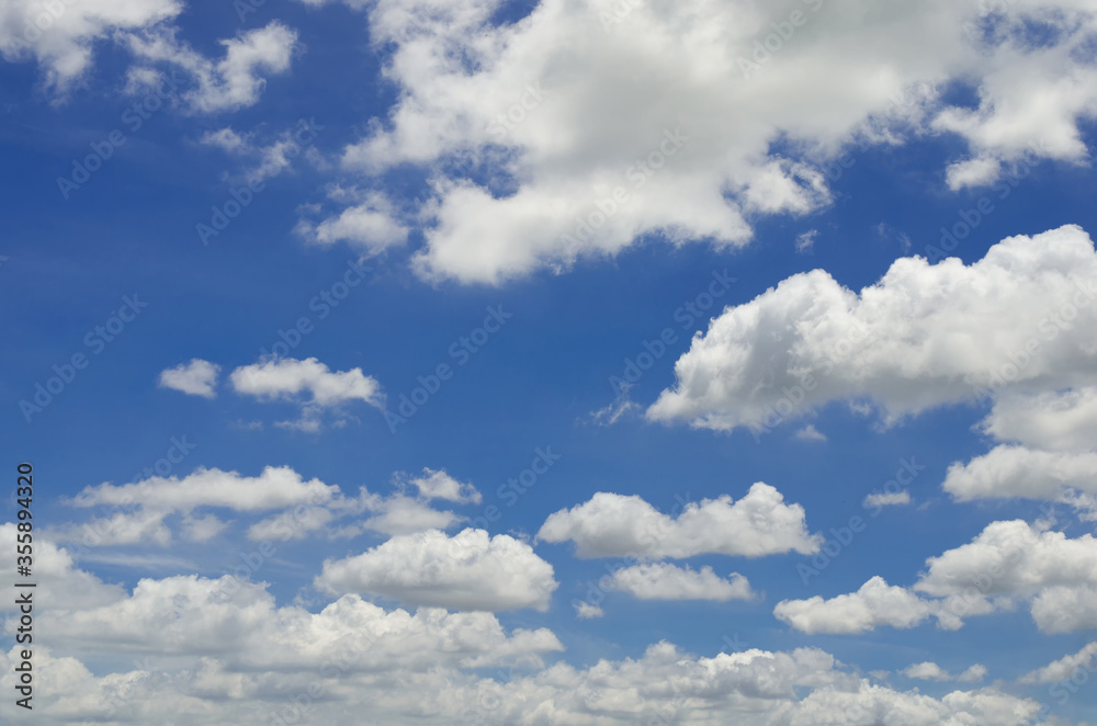 blue sky and white fluffy cloud horizon outdoor for background. blue sky and white fluffy cloud horizon outdoor for background.
