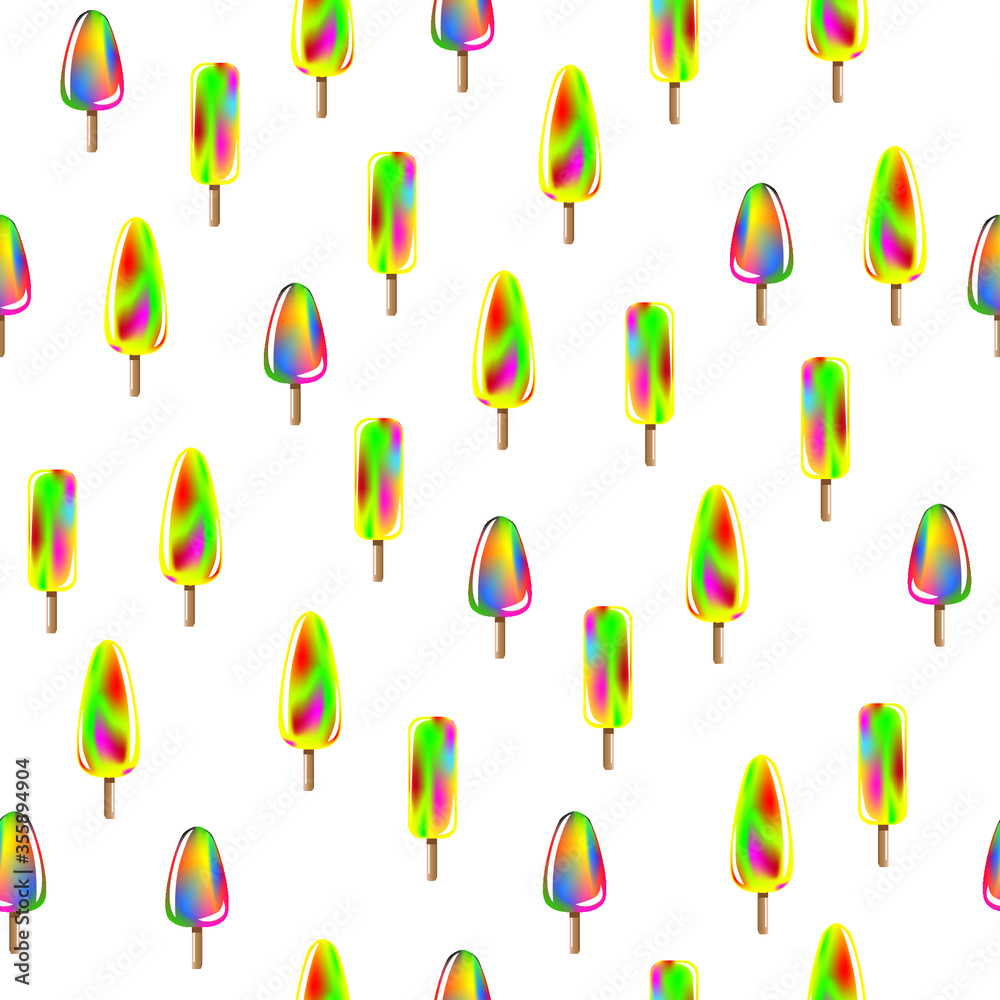 Seamless pattern. Colorful ice cream on white background. Vector illustration. Seamless pattern. Colorful ice cream on white background. Vector illustration.