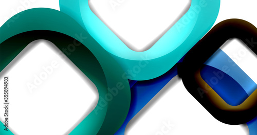 Square geometric vector abstract background, dynamic modern minimal template. Multicolored square shapes with round corners overlapping each other