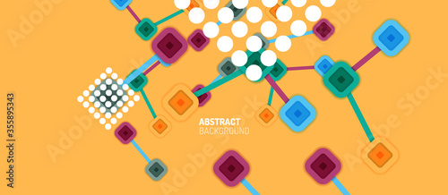 Abstract square dot connections, flat style multicolored geometric background for Wallpaper, Banner, Background, Card, Book Illustration, landing page or poster design
