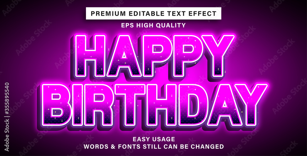 happy birthday text effect