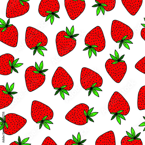 Hand drawn strawberry fruit seamless pattern. Vector illustration. 