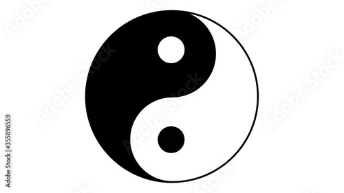 Yin and Yang symbol rotating in a circle on a transparent background. Concept of dualism in ancient Chinese philosophy. The taichi symbol animated vector. Ying yang symbol of harmony and balance.