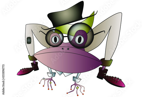 Elegant dressed with fancy hairstyle. Cartoon character. Vector illustration