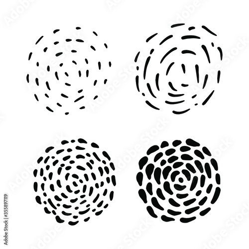 Hand-drawn marker set of circles and dashed lines.