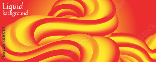 3d Poster. Abstract Flow. Red, Yellow Colors.