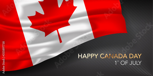 Canada happy day greeting card, banner with template text vector illustration