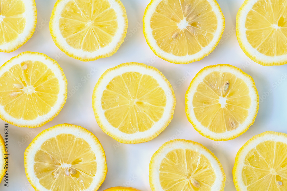 Collection of fresh yellow lemons slice isolated on white background. Collection of fresh yellow lemons slice isolated on white background.