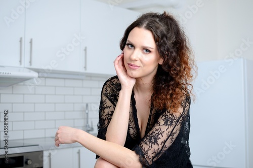 Young woman stays home