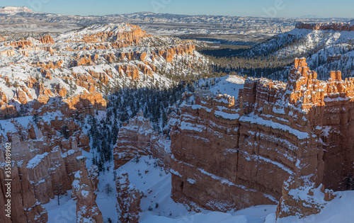 Scenic Snow Covered Landscape in Bryce Canyon Utah in Winter