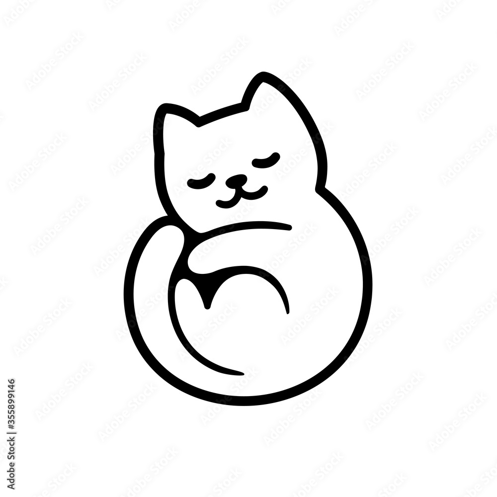 Cartoon sleeping cat logo