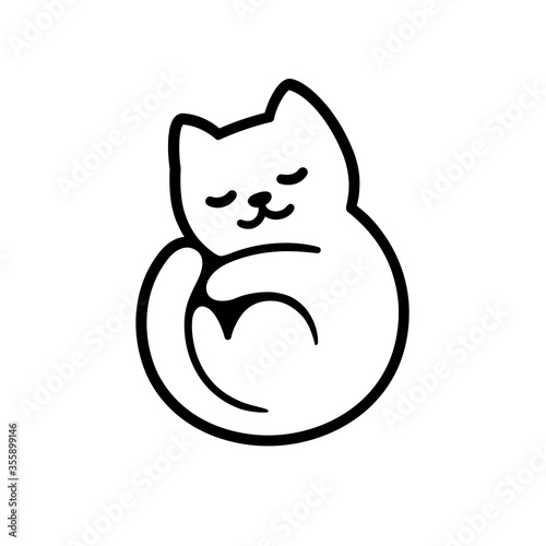 Cartoon sleeping cat logo