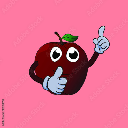 apple fruit mascot gesture good for advertising and explanation