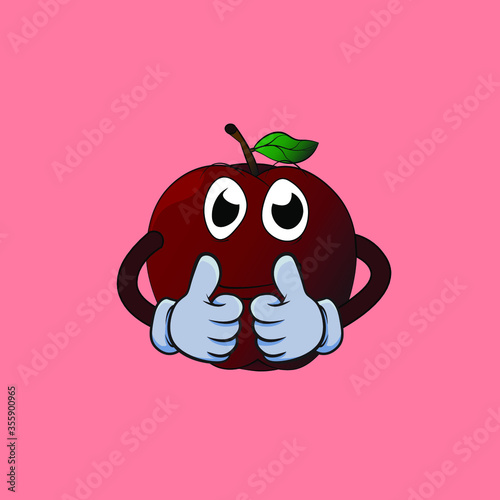 apple fruit mascot gesture good for advertising and explanation