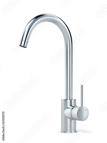 Chrome faucet on white background