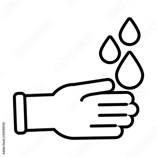 rubber gloves with drops line style icon