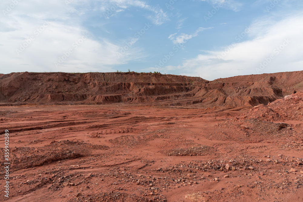 Gobi desert mud surface horizon landscape