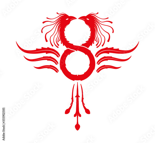 Phoenix Symbol of Infinity red on white