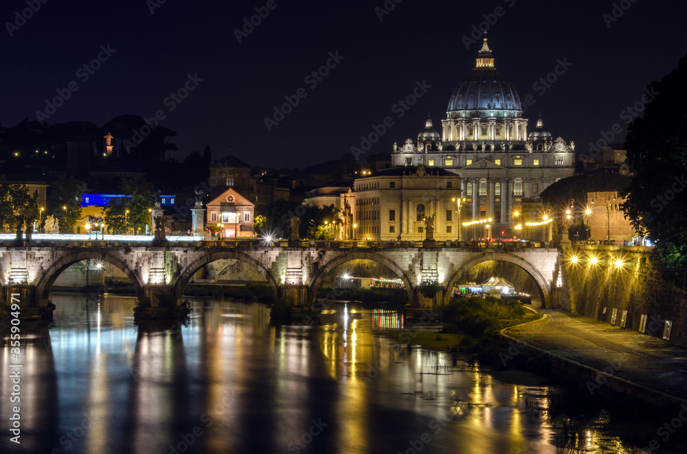 View on the Vatican in Rome, Italy at night
