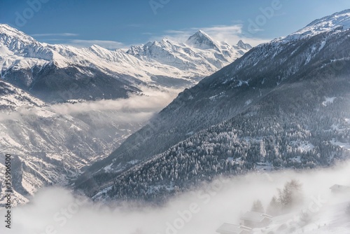 Veysonnaz in Alps mountains resort Les 4 Vallees Switzerland photo
