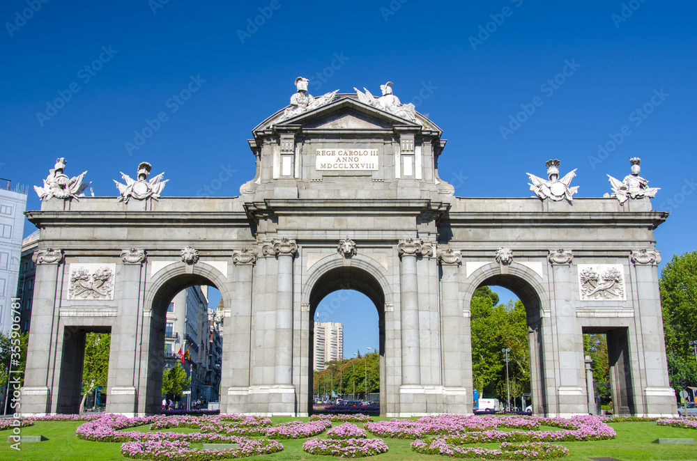The Puerta de Alcala (Alcala Gate) is a Neo-classical monument in the Plaza de la Independencia (Independence Square) in Madrid, Spain.