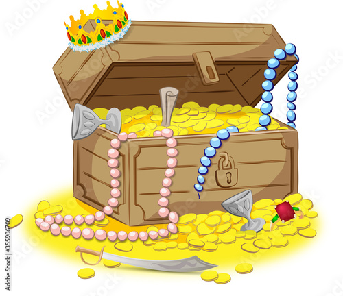 illustration picture vector color chest pirates treasures