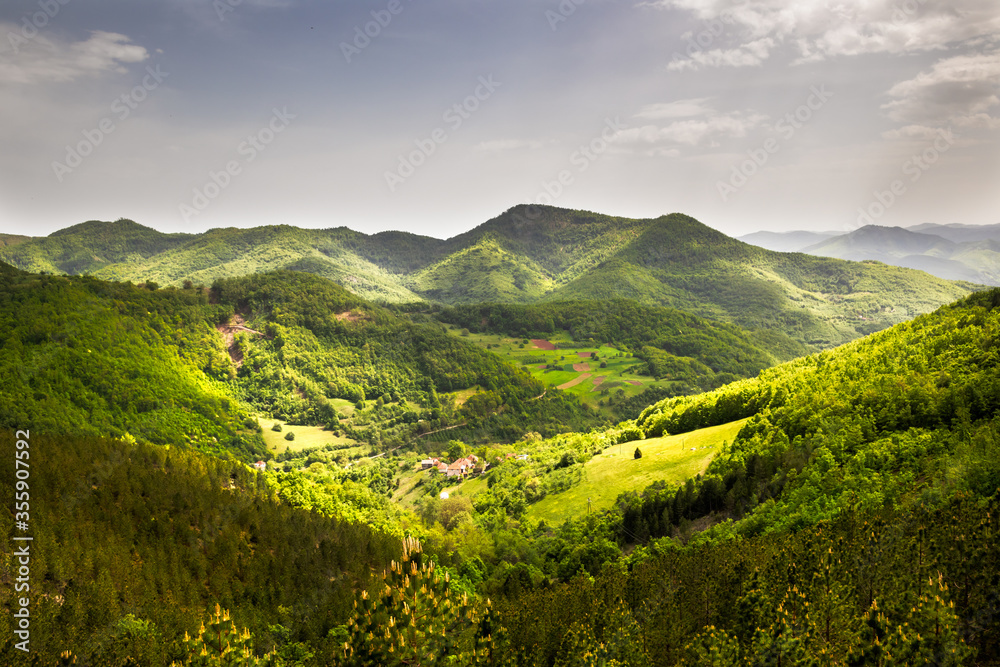Obraz premium Mountains, hills and meadows on Kopaonik mountain in Serbia