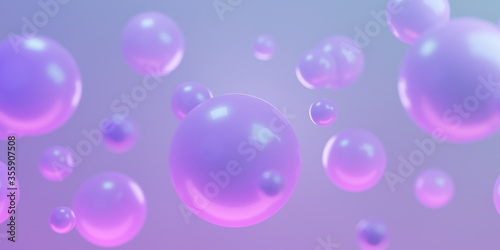 Abstract background with flying spheres  3D render