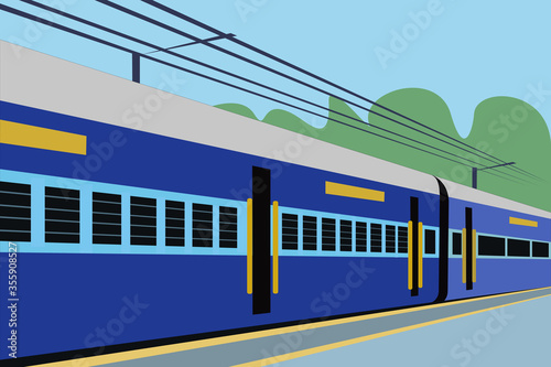 Illustration of an Indian train at a station