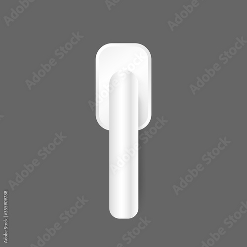 White plastic doorknob for door or window. Realistic doorknob. Vector.