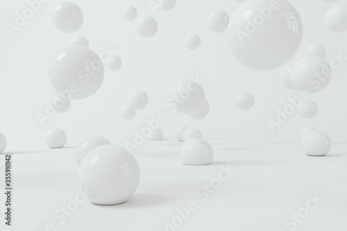 Εκτύπωση καμβά Bouncing soft balls with white background, 3d rendering.