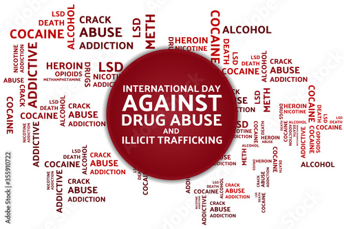 International day against drug abuse and illicit trafficking concept. Template for background, banner, card, poster with text inscription. Vector EPS10 illustration.
