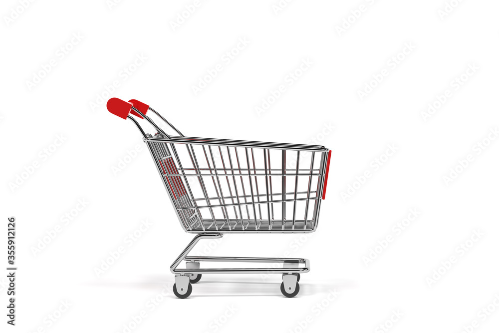 Empty shopping cart with white background, 3d rendering. Empty shopping cart with white background, 3d rendering.